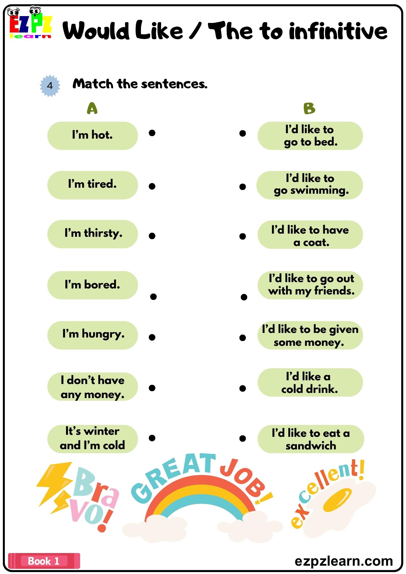 Would Like To Match the Sentences Grammar Activity Bk1 Free pdf